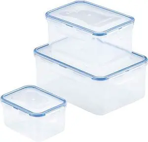 LocknLock Easy Essentials Food Storage lids/Airtight containers, BPA Free, 6-Piece, Clear