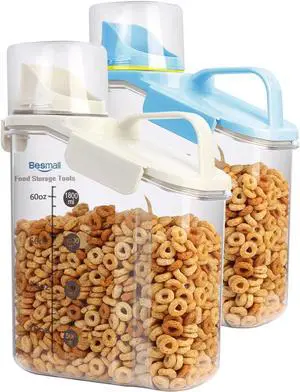 Cereal Containers Storage,2L Airtight Large Dry Food Storage Containers with Pouring Spout, Measuring Cup for Flour and Grain,BPA Free Plastic Dispenser