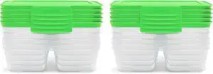 Sistema Nest It Meal Prep Food Storage Containers with Lids, 2 Compartments, 3.7 Cups, Plastic, 10-Pack, Green