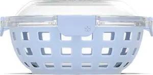 Ello Duraglass Meal Prep Lunch Bowl Container, 5 cup- Glass Food Storage Container with Silicone Sleeve and Airtight BPA-Free Plastic Lid, Dishwasher, Microwave, and Freezer Safe