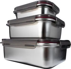 FENGER FEN GE Stainless Steel Food Storage Containers | Bento Lunch Box, Metal Meal Prep Food container, leak proof&airtight lids for Kitchen,reusable&stackable Set of 3 (21oz/43oz/76oz).