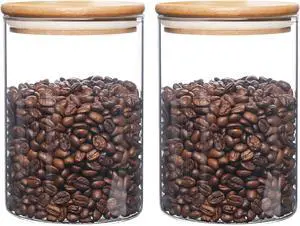 umieo Glass Food Storage Containers with Lids, Small Storage Containers 27oz Set of 2, Glass Storage Jars with Airtight Lids for, Flour, Rice, Nuts, Candy, Coffee, Beans