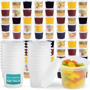 OAKRIDGE PRODUCTS Deluxe 4oz Deli Food Storage Containers Designed for Fridge and Freezer (100 Pack)