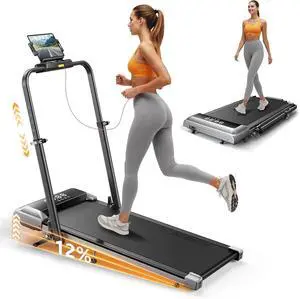 Walking Pad with 12% Incline & Height-Adjustable Handlebar, 5-in-1 Foldable Treadmill for Home & Office, Portable Under Desk Treadmill with LED Display & App Control Walking Pad with 12% Incline & Height-Adjustable Handlebar, 5-in-1 Foldable Treadmill for Home & Office, Portable Under Desk Treadmill with LED Display & App Control