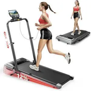 Walking Pad with 12% Incline & Height-Adjustable Handlebar, 5-in-1 Foldable Treadmill for Home & Office, Portable Under Desk Treadmill with LED Display & App Control Walking Pad with 12% Incline & Height-Adjustable Handlebar, 5-in-1 Foldable Treadmill for Home & Office, Portable Under Desk Treadmill with LED Display & App Control