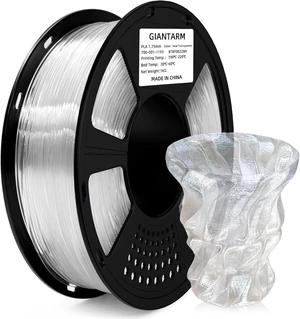 GIANTARM Clear PLA Filament, 1.75mm Transparent PLA 1kg Spool (2.2lbs), 3D Printer Filament with Vacuum Packaging GIANTARM Clear PLA Filament, 1.75mm Transparent PLA 1kg Spool (2.2lbs), 3D Printer Filament with Vacuum Packaging