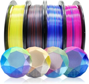 Reprapper PLA Filament 4 X 250g Color Pack, Triple Color Filament Coextrusion PLA 1.75mm for 3D Printer, 4 Spools Silk Rose/Blue/Green, red-blue1-gold, Purple/Blue/Yellow, Gold/Copper/Black Reprapper PLA Filament 4 X 250g Color Pack, Triple Color Filament Coextrusion PLA 1.75mm for 3D Printer, 4 Spools Silk Rose/Blue/Green, red-blue1-gold, Purple/Blue/Yellow, Gold/Copper/Black
