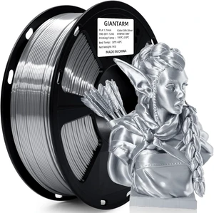 GIANTARM Silk Metallic Silver PLA 3D Printer Filament 1kg Spool, 1.75mm Dimensional Accuracy +/-0.03mm, 1080 Feet per Roll, Vacuum Packaging GIANTARM Silk Metallic Silver PLA 3D Printer Filament 1kg Spool, 1.75mm Dimensional Accuracy +/-0.03mm, 1080 Feet per Roll, Vacuum Packaging