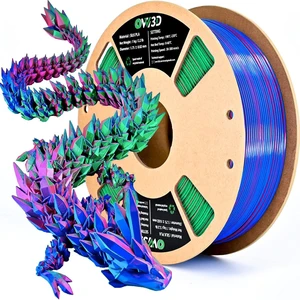 OVV3D 3D Printer Filament, Tricolor PLA Filament 1.75mm Silk Rainbow Filament Blue Red Green, 3D Printing Accessories PLA Filament Multicolorfor Most FDM 3D Printers, 2.2lbs OVV3D 3D Printer Filament, Tricolor PLA Filament 1.75mm Silk Rainbow Filament Blue Red Green, 3D Printing Accessories PLA Filament Multicolorfor Most FDM 3D Printers, 2.2lbs