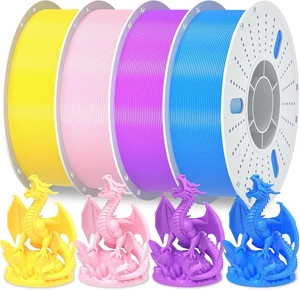 PINBALL PETG 3D Printer Filament 1.75mm High Precision Durable Strong Filament Mith Better Flow Dimensional Accuracy +/- 0.02mm Suitable for Most FDM 3D Printers 4 Kilograms Yellow, Blue,Pink, Purple PINBALL PETG 3D Printer Filament 1.75mm High Precision Durable Strong Filament Mith Better Flow Dimensional Accuracy +/- 0.02mm Suitable for Most FDM 3D Printers 4 Kilograms Yellow, Blue,Pink, Purple