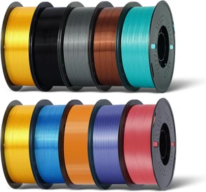 Kingroon Silk PLA Bundle 3D Printer Filament, Dimensional Accuracy +/- 0.03 mm, 10 kg Spool(22lbs), PLA Shiny Filament 1.75 mm2Gold+Orange+Green+Red+Yellow+Blue+Purple+Silver+Copper, Silk PLA Kingroon Silk PLA Bundle 3D Printer Filament, Dimensional Accuracy +/- 0.03 mm, 10 kg Spool(22lbs), PLA Shiny Filament 1.75 mm2Gold+Orange+Green+Red+Yellow+Blue+Purple+Silver+Copper, Silk PLA