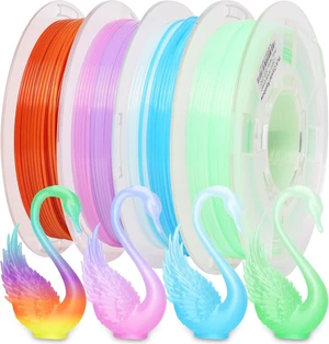 RAMBERY Clear Rainbow PLA Filament Bundle 1.75mm, Crystal Transparent PLA 3D Printer Filament, Dimensional Accuracy +/- 0.02 mm, 250X4 Spools RAMBERY Clear Rainbow PLA Filament Bundle 1.75mm, Crystal Transparent PLA 3D Printer Filament, Dimensional Accuracy +/- 0.02 mm, 250X4 Spools