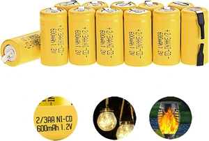 12pcs 600mAh Rechargeable Battery 1.2V 2/3AA AA Ni-CD Yellow 12pcs 600mAh Rechargeable Battery 1.2V 2/3AA AA Ni-CD Yellow