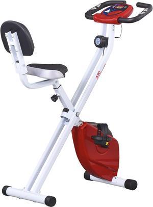 Soozier Foldable Upright Training Stationary Indoor Bike with 8 Levels of Magnetic Resistance for Aerobic Exercise