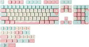 KiiBoom Ice Cream Dream MOA Profile Keycaps Set, 136 Keys PBT Custom Keycaps for ANSI Layout, MX Switches Gaming Mechanical Keyboard