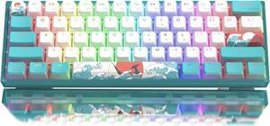 Womier 60% Percent Keyboard, WK61 Mechanical RGB Wired Gaming Keyboard, Hot-Swappable Keyboard with Blue Sea PBT Keycaps for Windows PC Gamers - Linear Red Switch