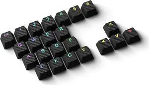 HK Gaming Rubber Keycaps Set | Anti-Slip Texture | Doubleshot Backlit Keycap Set | 23 Keys OEM Profile Key Set | for Mechanical Keyboard | Compatible with Cherry MX, Gateron, Kailh | Black