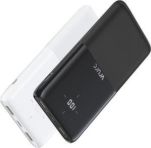 VRURC Portable Charger 2-Pack, 3A USB C Fast Charging Power Bank LED Display, Slim Battery Pack for iPhone 15 14 13 12 11 X 8 7 Samsung S21 S20 Google LG OnePlus, Black+White