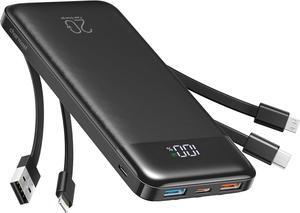 20000mAh Portable Charger with 4 Built-in Cables & 6 Outputs 20W Power Bank Fast Charging - USB C External Battery Pack for iPhone 16 15 14 Android iPad Tablet & More (Travel Essential)