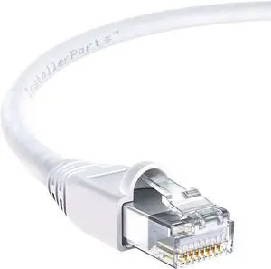 InstallerParts Ethernet Cable CAT6A Cable UTP Booted 15 FT - White - Professional Series - 10Gigabit/Sec Network/High Speed Internet Cable, 550MHZ