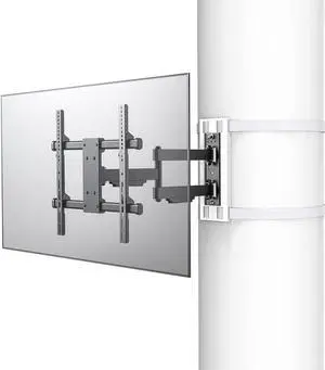 CondoMounts CLMTVA1044 Full Motion Large Pillar TV Mount | Column | Round & Square TV Post Mount | NO Drill | Holds 80lbs | Fits 32-in. to 70-in. TVs | Fits Pillars 8-in & Wider | White Strap