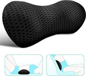 Lumbar Support Pillow for Office Chair, Memory Foam Lumbar Pillow for Lower Back Pain Relief (Oval Black)