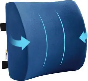 SAIREIDER Office Chair Lumbar Pillow, Memory Foam Back Support Pillows for CarGaming Chair Home Chair, Fatigue Relief Correct Posture, Double Adjustable Straps(Navy Blue)