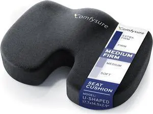 Memory Foam Seat Cushion - Tailbone Pain Relief Cushion, Non-Slip Sciatica Pain Relief Pillow - for Office Chair, Car, Wheelchair, Computer, Desk Chair - Coccyx, Lower Back Support (Black)