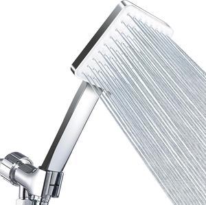 High Pressure Shower Head with Handheld - Modern Square Handheld Shower Heads - 6 Settings Detachable shower head with hose, Change Settings Much Easier Than the Twist Ones, Shower Accessories, Chrome