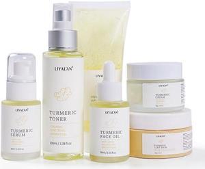 Turmeric skincare set of 6 pieces, JKWUYIXUSY, Ginger Skin Care Set of 6 Pieces, calms skin, lightens dark spots, brightens skin tone, and prevents aging