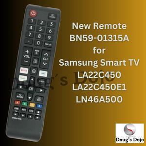 New Remote BN59-01315A for Samsung Smart TV LA22C450 LA22C450E1 LN46A500