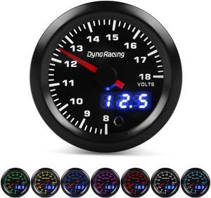 Dynoracing Dual Display 2inch 52MM 7 Colors Voltmeter Volt Gauge 8-18V Voltage gauge Car meter with stepper motor Car meter