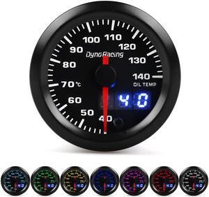 Dynoracing 2inch 52mm Dual Display Oil temp Gauge 7 colors Led 40-140 Celsius Oil temp meter with Stepper Motor