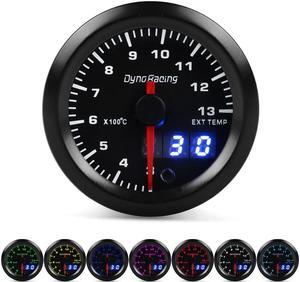 Dynoracing 2inch 52mm Dual Display Exhaust Gas Temp Gauge 7 colors Led 300-1300 Celsius EGT EXT Gauge with Stepper Motor