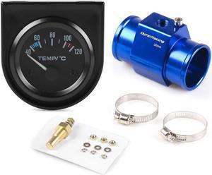 2" 52mm Water Temp Gauge 40-120C Pointer Auto Water Temperature Gauge Car Meter 1/8 NPT Sensor With 38mm Joint Pipe Sensor Adapter