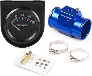 2" 52mm Water Temp Gauge 40-120C Pointer Auto Water Temperature Gauge Car Meter 1/8 NPT Sensor With 42mm Joint Pipe Sensor Adapter