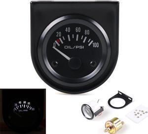 Oil Press Gauge 2" 52mm Universal 0-100 Psi Auto Oil Pressure Gauge With 1/8 Npt Sensor White Led Car Meter