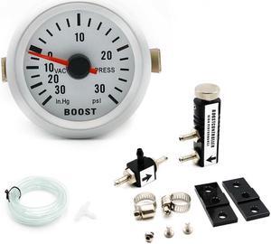 2" 52mm Boost Gauge Car Universal Blue LED PSI Turbo Boost Gauge Auto Boost Vacuum gauge Car Meter + Black Adjustable Manual Turbo Boost Bypass Controller Kit 30 Psi
