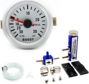 2" 52mm Boost Gauge Car Universal Blue LED PSI Turbo Boost Gauge Auto Boost Vacuum gauge Car Meter +  Blue Adjustable Manual Turbo Boost Bypass Controller Kit 30 Psi