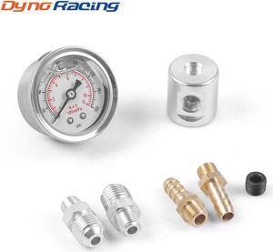 1/8 NPT Universal Fuel Pressure Gauge Liquid Filled Polished Case 0-160 psi and adaptor kit For fuel injection systems