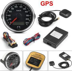 For 12V/24V 85mm GPS Speedometer 0-220km/h Speed Gauge Meter with Sensor Adapter for Car Truck Boat GPS Speedometer