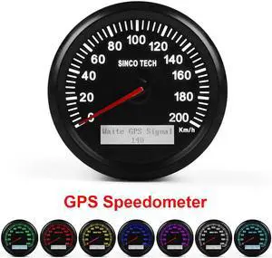 Universal 85mm GPS Speedometer 200km/h Speed Gauge Meter With 7 Colors Backlight 12V 24V With LCD For Car Truck Boat Motor
