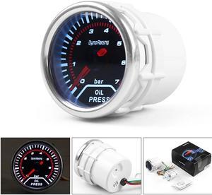 2"52mm Oil Pressure Gauge 0-7 bar With 1/8npt Sensor Smoke Lens Pointer LED Oil Press Gauge Car Meter
