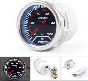 2" 52mm Universal Car Oil Pressure Gauge Smoke Len LED Pointer 0-100 PSI Oil Press Pressure Gauge Meter with 1/8 npt sensor