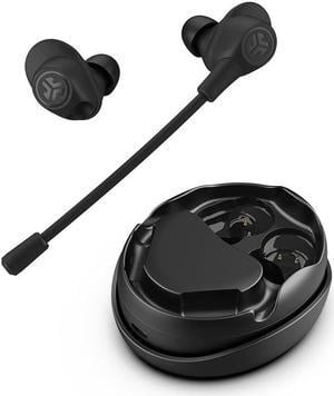 JLab Work Buds in-Ear True Wireless Headset with Detachable Noise-Canceling Boom Mic | Black | Long 55+ Total Hours Playtime | Bluetooth Multipoint | USB-C Charging Dock