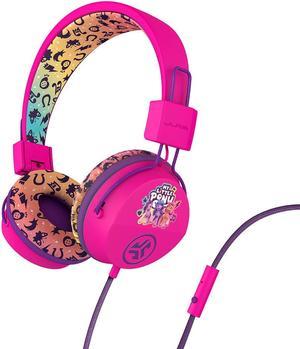My Little Pony x JLab JBuddies Studio On-Ear Kids Headphones | 3.5 mm Wired | Foldable | In-line universal mic | Volume Limiter to 85dB | For School, Travel | Pink