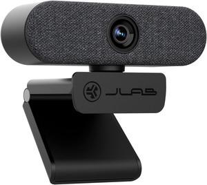 JLab Epic Cam USB HD Webcam | Black with Optional White Face Plate | Full 2k/30 FPS, 5 Megapixels | Auto-Focus | Dual Omni-Directional Microphones | Adjustable Zoom and Exposure Levels