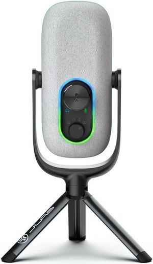 JLab Epic Talk USB Microphone | White | USB-C Output | Cardioid, Omni, Stereo, and Bi-Directional | 192k Sample Rate | Volume Control, Gain Control, and Quick Mute | 3.5mm AUX | Plug and Play