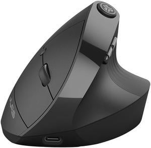 JLab JBuds 2.4G Wireless, Bluetooth Vertical Ergonomic Optical Mouse, 1200 / 1600 / 2000 / 2400 DPI, 7 Buttons for Laptop, Desktop, PC, Macbook - Black