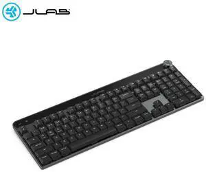 JLab Epic Mechanical Wireless Keyboard, Black, Bluetooth 5.2 or USB, 108 Keys, Illuminated, Smart Media Knob, Programmable Profiles, Rechargeable JLab Epic Mechanical Wireless Keyboard, Black, Bluetooth 5.2 or USB, 108 Keys, Illuminated, Smart Media Knob, Programmable Profiles, Rechargeable